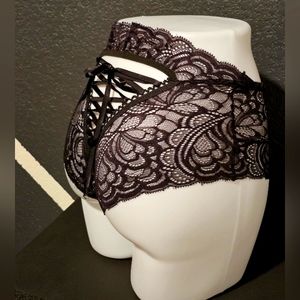Lacy lace up black panties